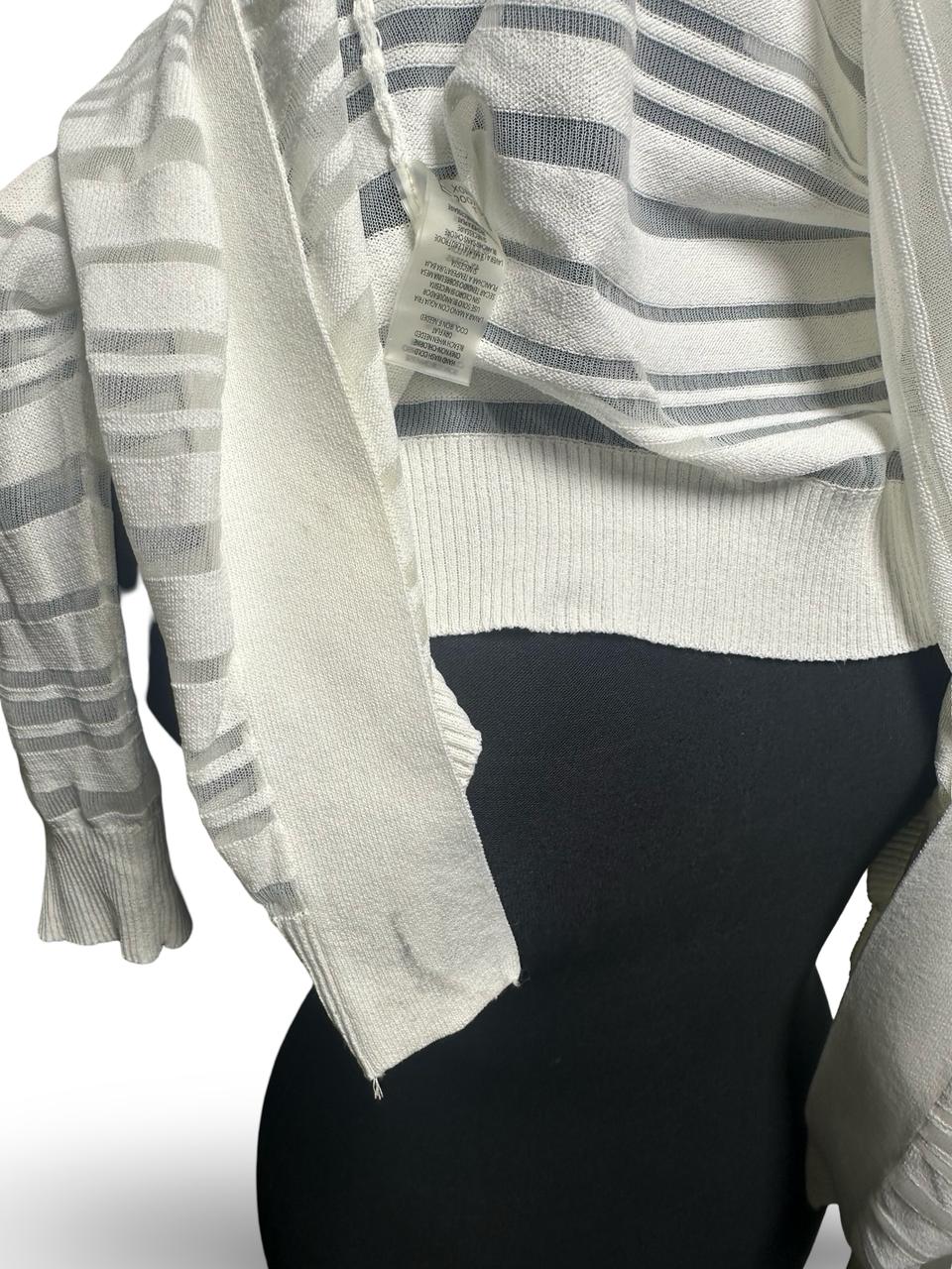 Calvin Klein Sheer Striped Cropped Cardigan Top
