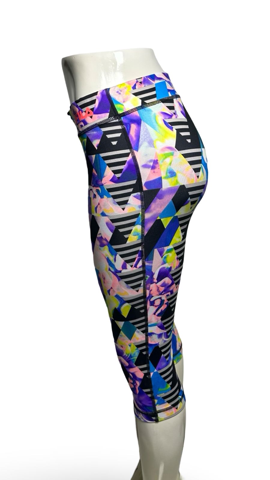 Fila Performance Pants Woman Athletic Running Crop Abstract Colorful