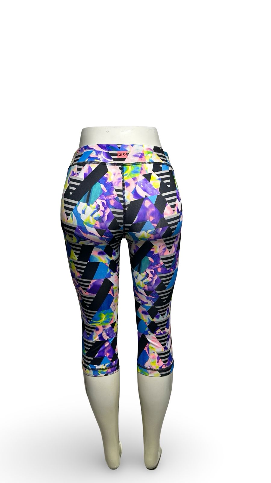 Fila Performance Pants Woman Athletic Running Crop Abstract Colorful