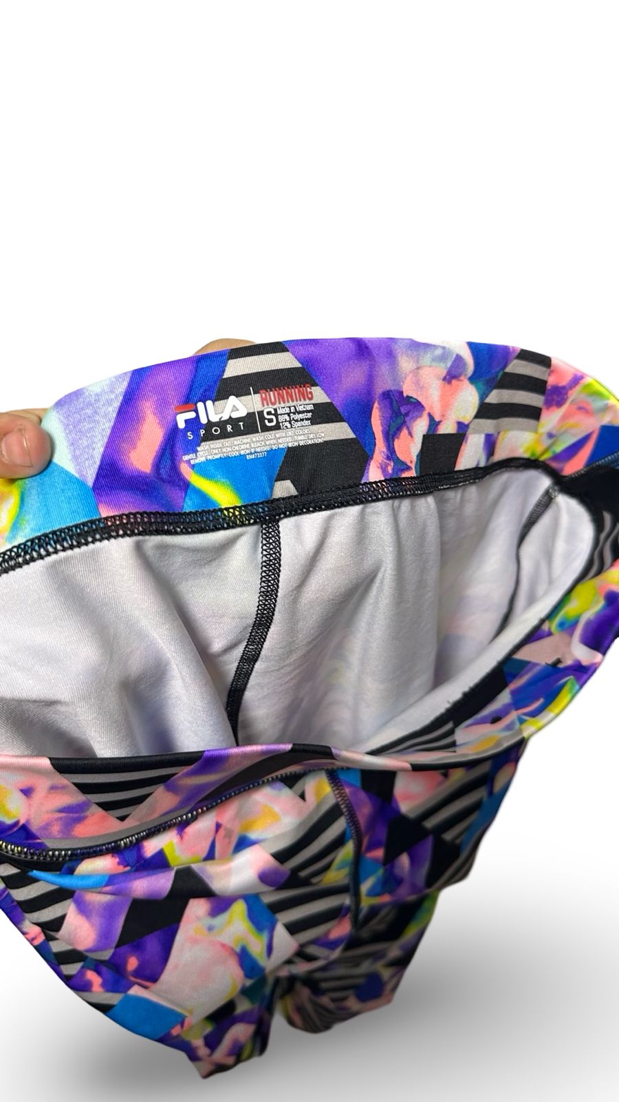 Fila Performance Pants Woman Athletic Running Crop Abstract Colorful