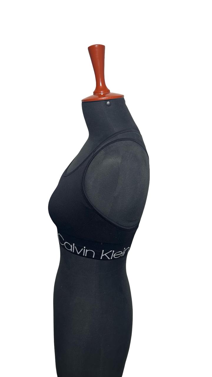 Women's Calvin Klein Performance Medium Impact Ribbed Longline Sports Bra