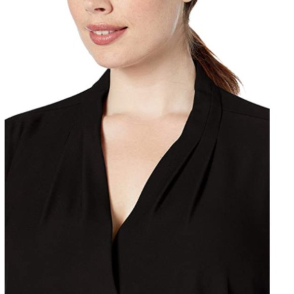 Calvin Klein Roll Up Sleeve V-neck Blouse